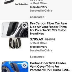 Porsche 911 992 Turbo S carbon fiber vent trim