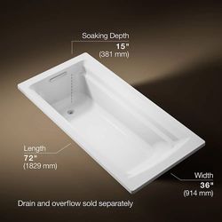 KOHLER Archer® 72" x 36" drop-in bath WHITE 
