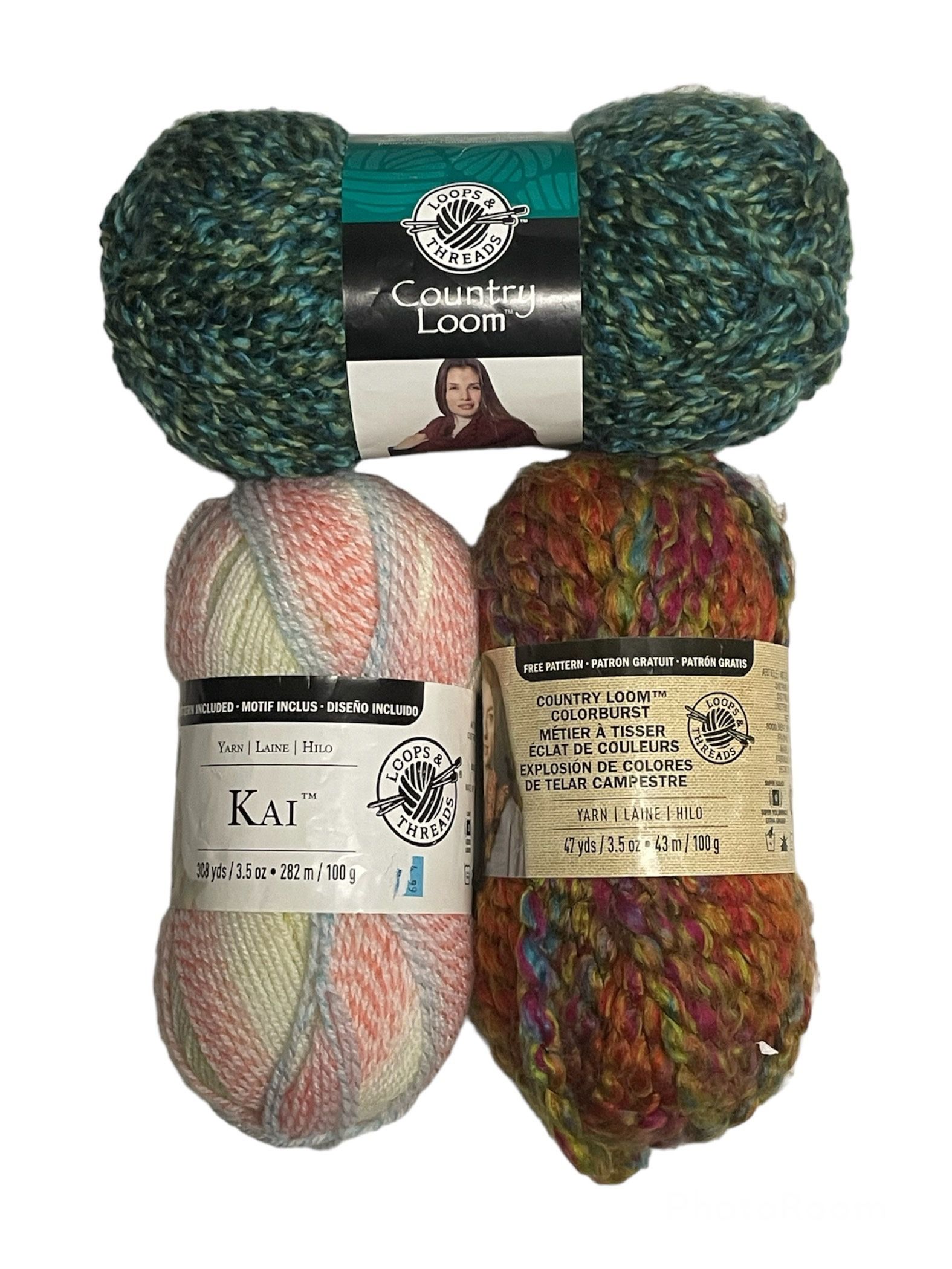 Loops & Threads county loom yarns, 3 skeins, assorted colors, NEW
