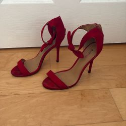 Red Heels With Bow On Ankle 