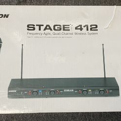 Samson Stage-412 Quad Handheld VHF Wireless Microphones Frequency Agile Mics
