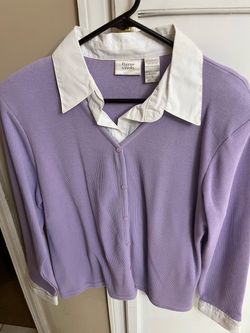 Baxter & Wells Lavender Ribbed Button-Up Top