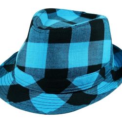 Fedora  Hat  Tartan Plaid Check Pattern Men's Women's  Blue Striped Black