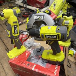 4 ryobi tools, 2 batteries and charger