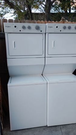 Whirlpool white stackable electric washer and dryer