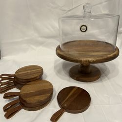 Wooden Cake stand And Coasters