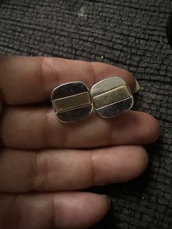 Gold and sterling silver cuff links