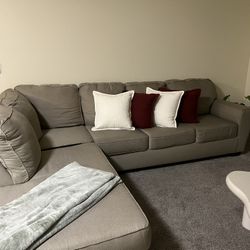 L- Shape modular Sectional dark-neutral Beige sofa 