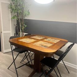 Dining Table with Faux Marble Inlay Counter Height + 4 Chairs