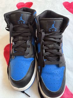 Air Jordn 1 'Mid Black Royal Blue Sneakers