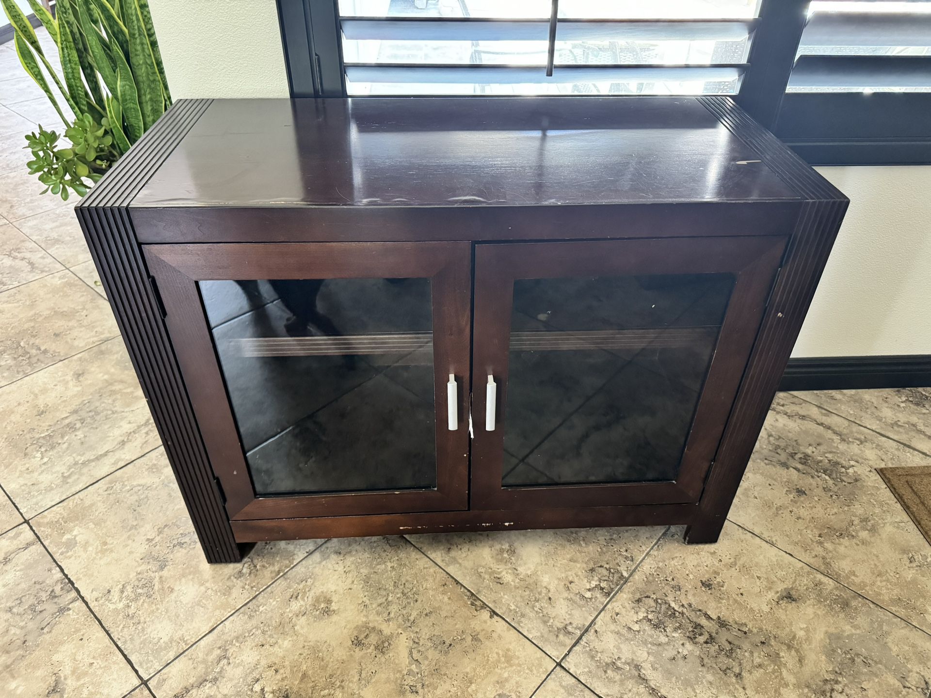 Wood Cabinet with Glass Doors 