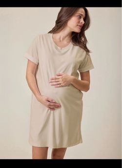 Maternity T-Shirt Dress Neutral Beige XL
