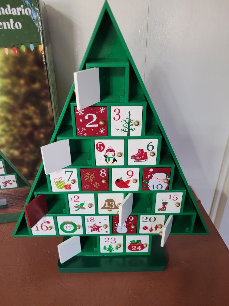 Christmas Decor -- Costco Wooden Advent Tree Calendar Countdown To Christmas