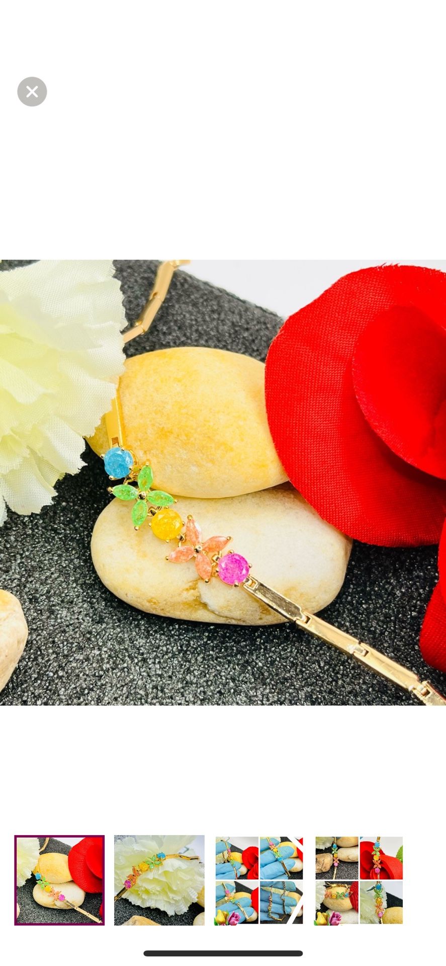 NEW Multicolor Galaxy Candy CZ Flower Marquis Gemstone Rose Gold Plated Bracelet