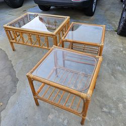 Wicker Coffee Table and end Tables