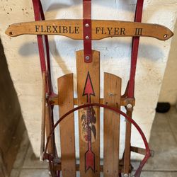 Vintage Flexible Flyer III Toddler Sled with Round Bar Harness