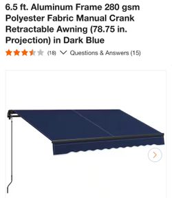 6.5 ft. Aluminum Frame 280 gsm Polyester Fabric Manual Crank Retractable Awning (78.75 in. Projection) in Dark Blue