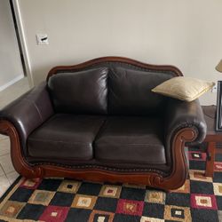 Pure Leather And Wood Sofas 