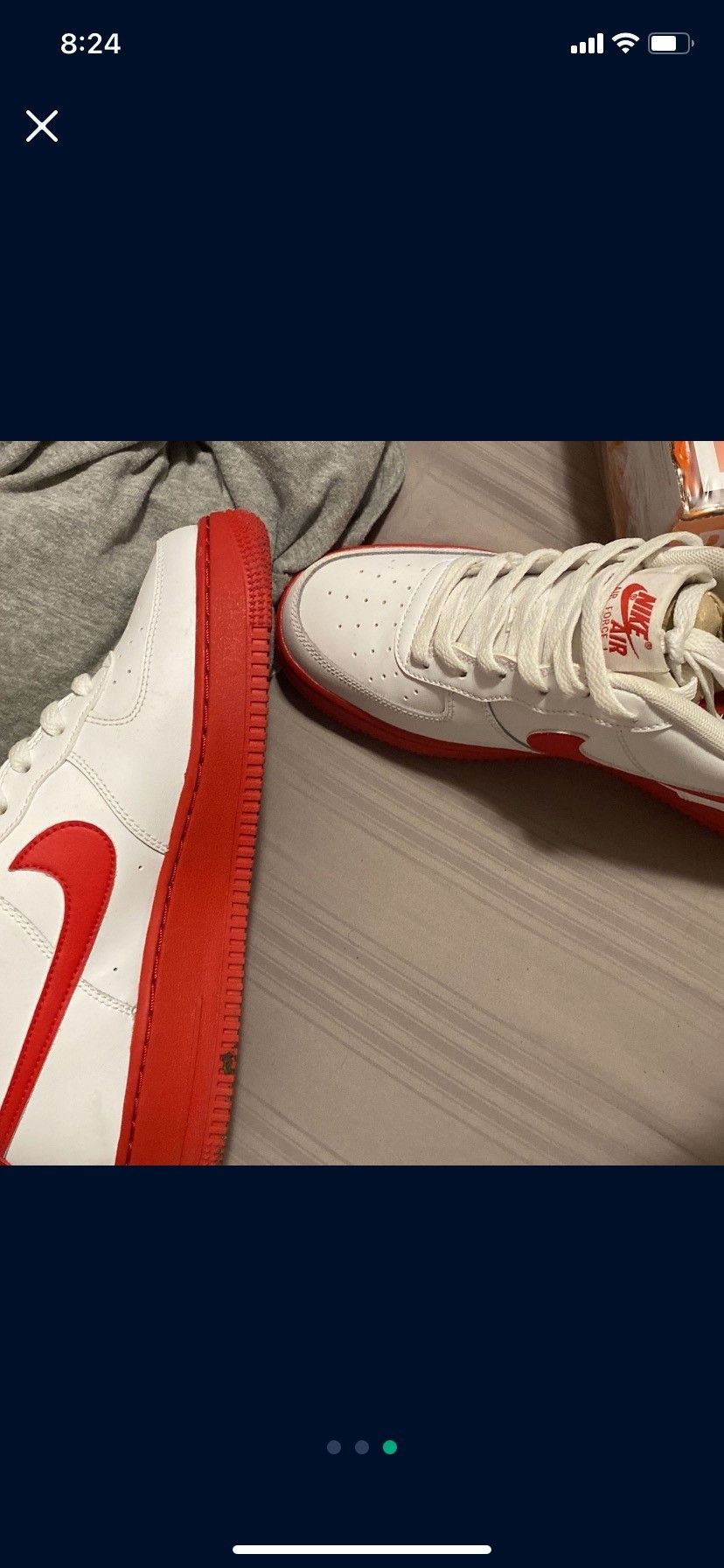 AIR force 1's , RED AND WHITE....