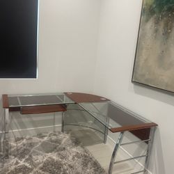 Glass L Shape Table 