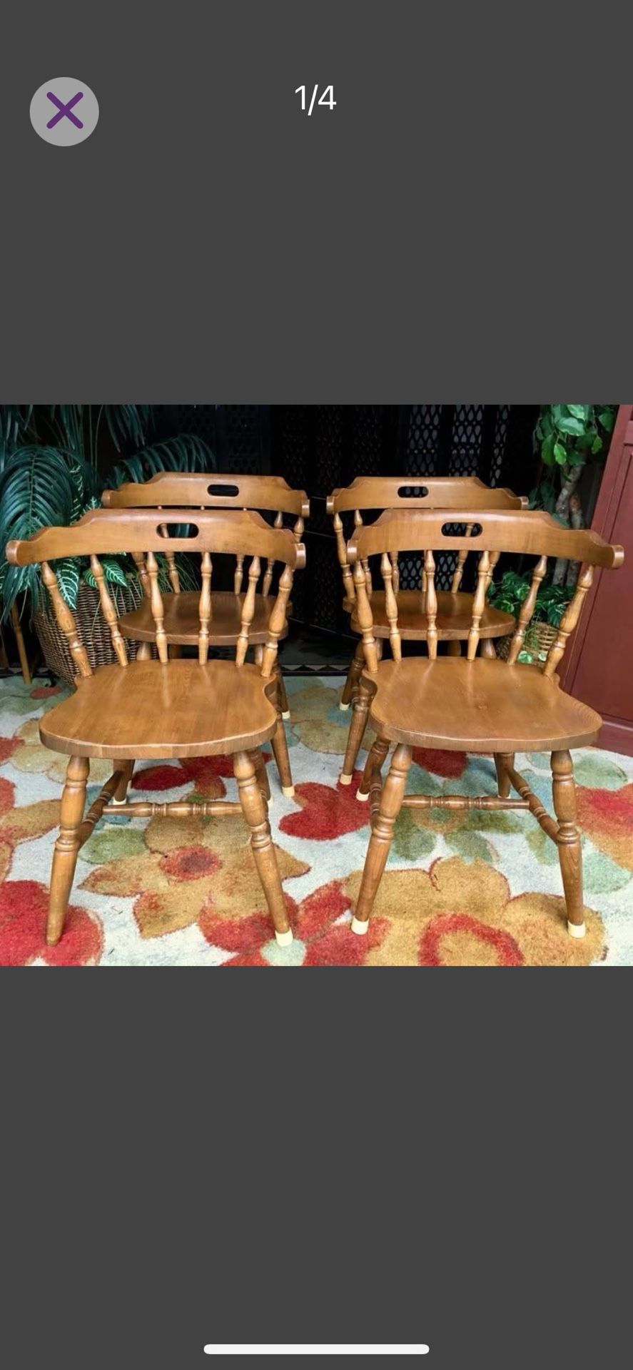 Colonial Style Vintage Farmhouse Dining Chairs, Set of 4, Sturdy Solid Maple wood 