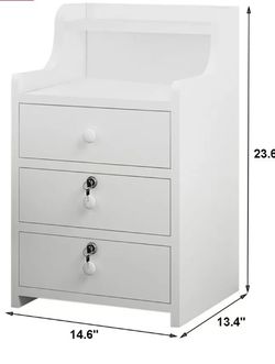 Simples End Table Bedroom Nightstand Coffee Table 3 Drawer With Lock Cabinet