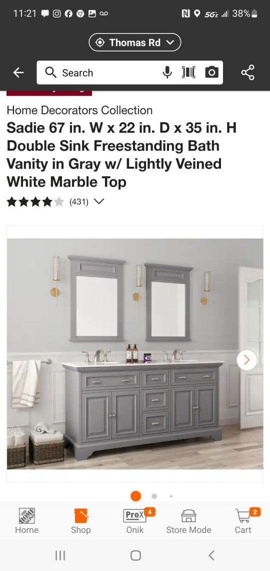 Brand New Bathroom Vanity 67" Dual Sink