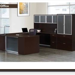 U Shaped Desk With Hutch And Cabinet Furniture 