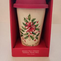 Lenox Double Wall Ceramic Thermal Travel Mug