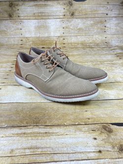 Florsheim Oxford Shoes Mens 11 D Lace Up Tan Brown Beige Canvas Shoes 15125-274
