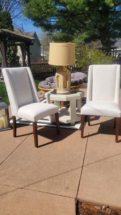Two White Dining Room Chairs