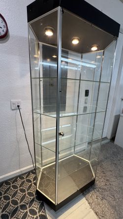 Full Glass Tower Display Showcase Cabinet 