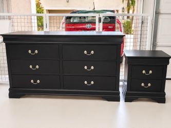 Black dresser and nightstand