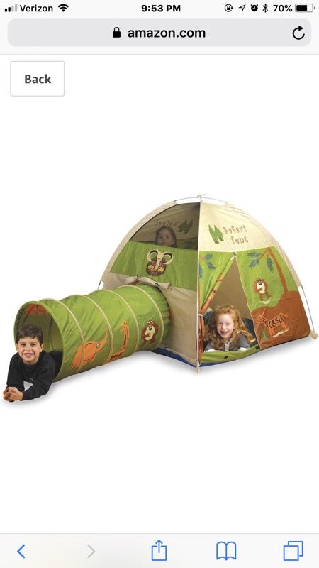 Pacific Play Tents 20435 Kids Safari Fun Dome Tent Crawl Tunnel Combo Indoor / Outdoor Fun