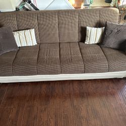 Chocolate Brown Convertible Futon / Couch Sofa Bed – Great Condition