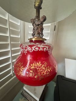 Antique mid century Hollywood regency glass lamp