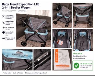 Baby Trend Expedition LTE 2-in-1 Stroller Wagon – $110