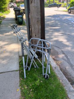 FREE 3 clutches ,1 walker, 1 seat rail