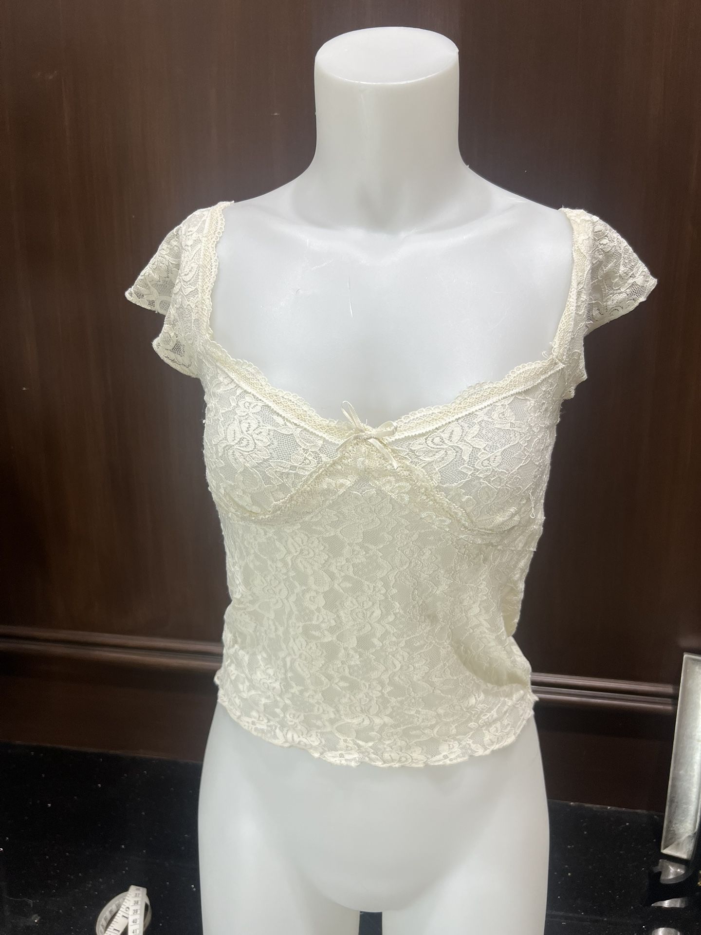 Cream Lace Corset Crop Top