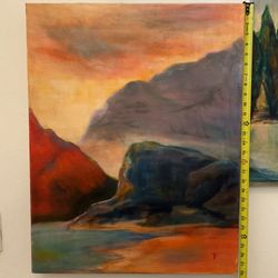 Original Oil On Canvas - Scenic Mountains — 24” X 28”