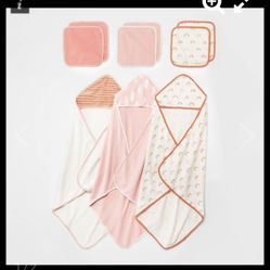 New Cloud Island Earth & Sky Hooded Towels (3) & Washcloth (6)Set