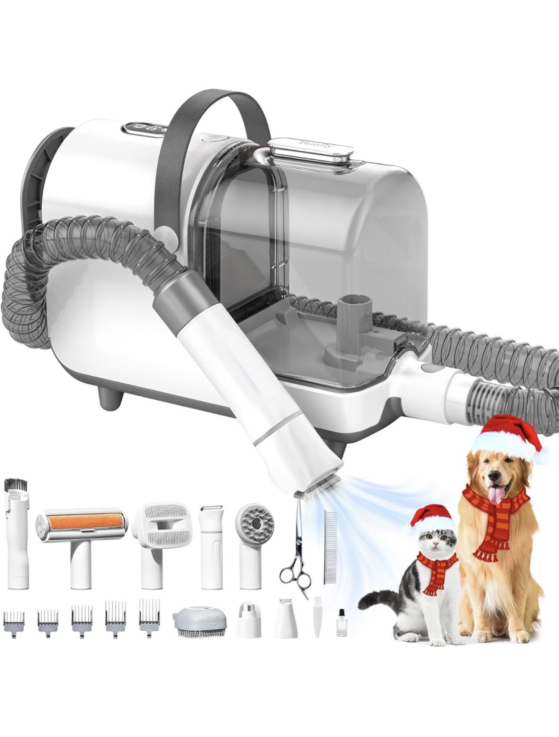 Dog Grooming Kit,3L Large Capacity Dust Cup,13000Pa Strong Grooming & Vacuum Suction 99.99% Pet Hair, 15 Pet Grooming Tools for Dogs and Cats