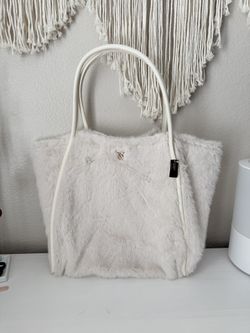 Victoria’s Secret White Faux Fur Tote Bag