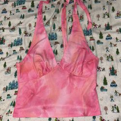Pink Halter Tie Top