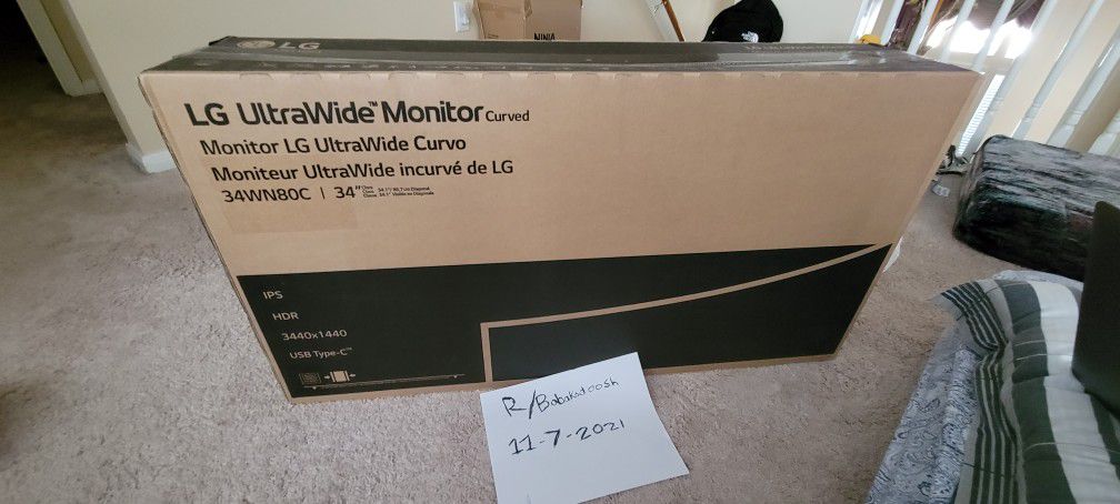 LG Ultrawide 34 Inch Curved Monitor 34WN80C With IPS HDR 1440p
