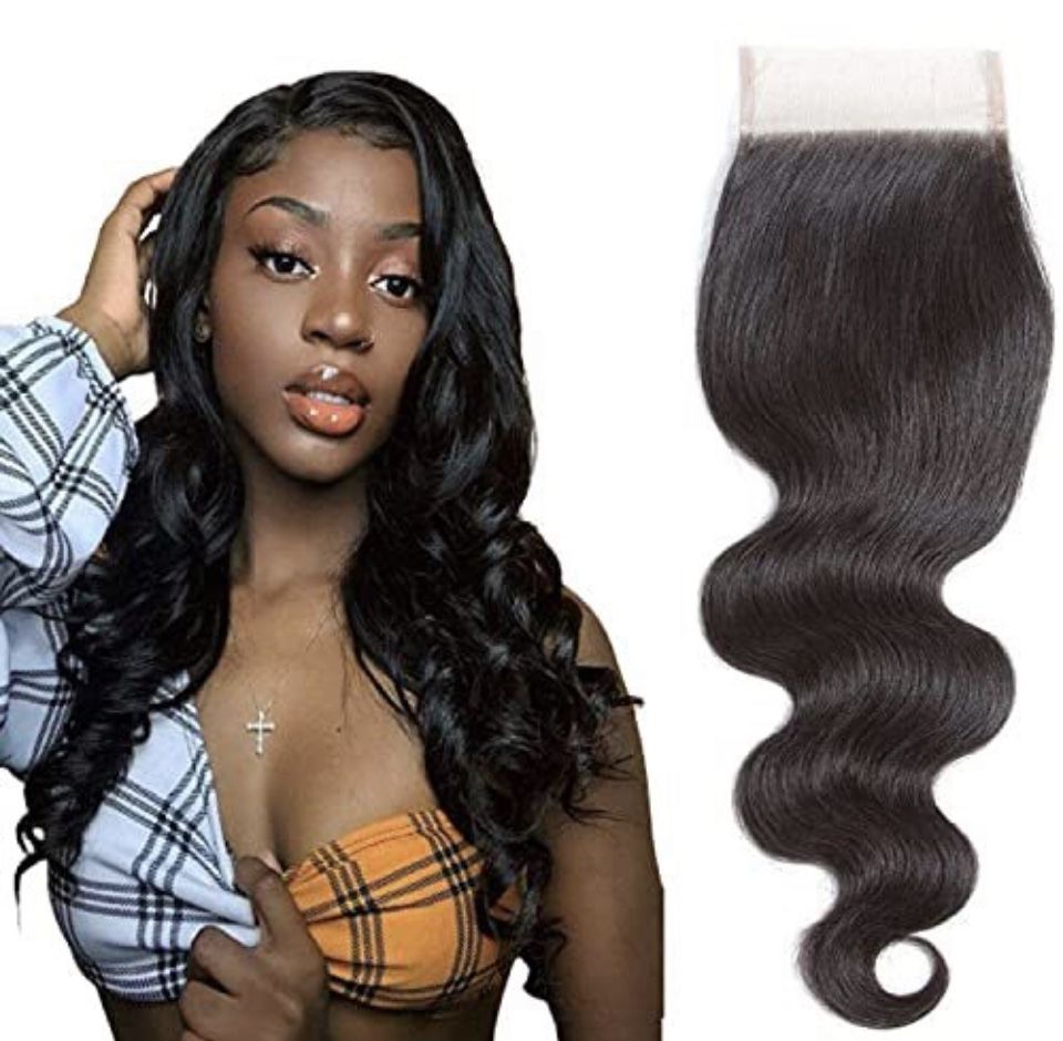 14 INCH Body Wave Lace Closure 4×4 Free Part 10A 100% Unprocessed Brazilian Virgin Human Hair
