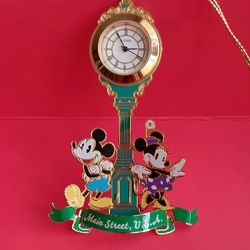 Disney Mickey & Minnie Mouse CITIZEN Clock Brass Christmas Main Street Ornament