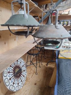 Vintage Industrial Metal Pendant Lights – Set of 2