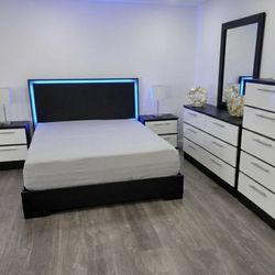 Brand New Bedroom Set with LED Lights / Juego de Cuarto con Luces LED Nuevo a Estrenar … Fast 🚚