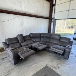 Fairly New Reclining Gray Sectional In Great Condition